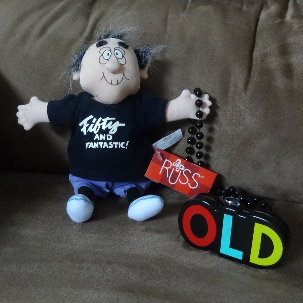 RUSS ~ The OLDTIMERS ~ Geezer Gallery PLUSH ~ Light-Up “OLD” Necklace
